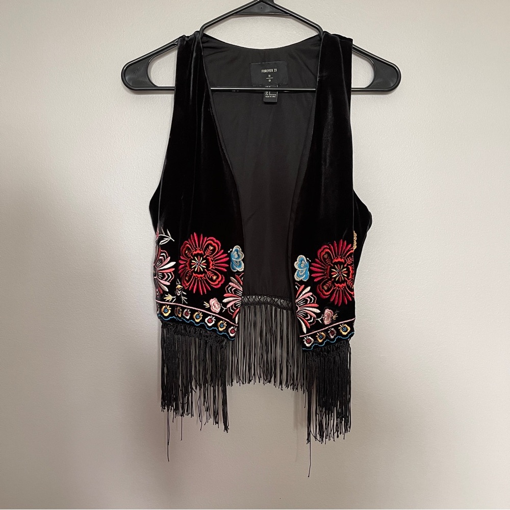Black embroidered vest